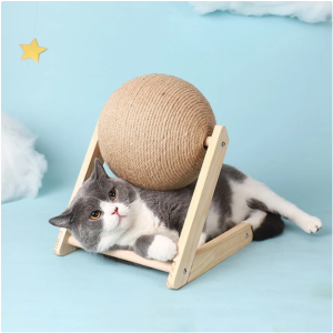 Wooden Cat Scratcher with Sisal Ball