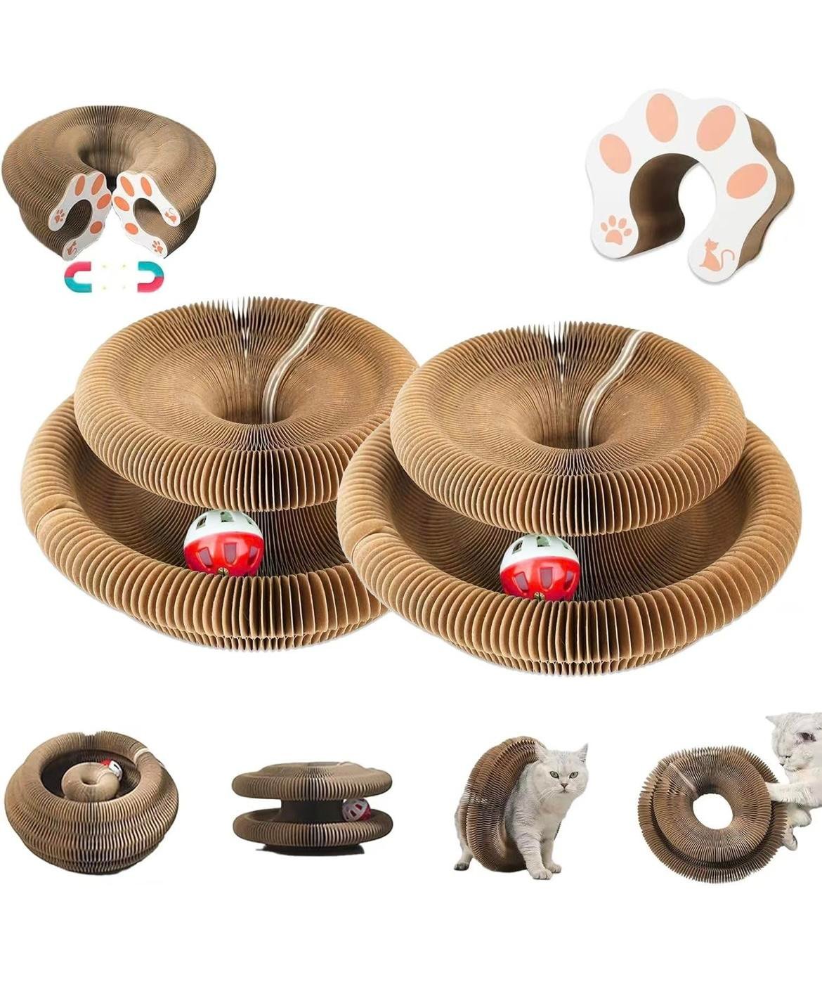 Folding Corrugated Cardboard Cat Scratcher with Paw Ends - Image 6