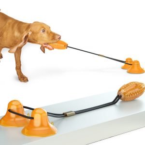 Double Rope Ball Tug Toy with Suction Cup