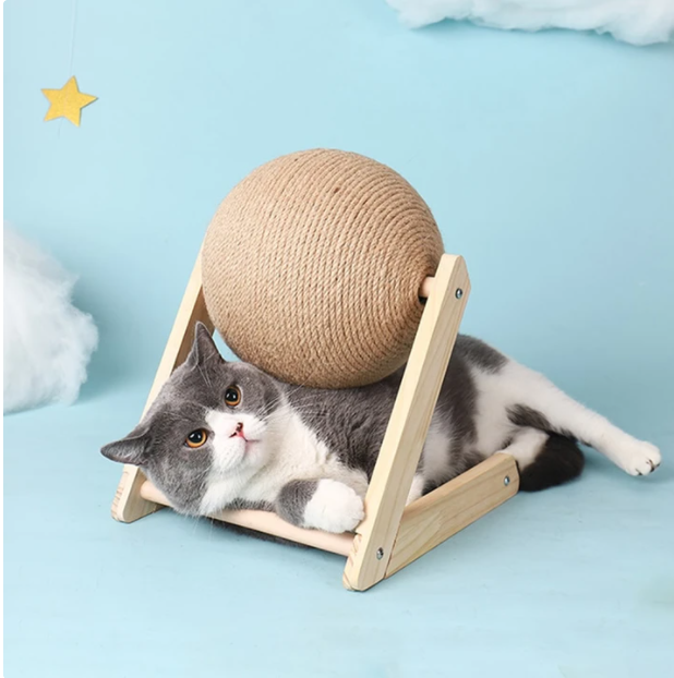 Wooden Cat Scratcher with Sisal Ball - Image 8