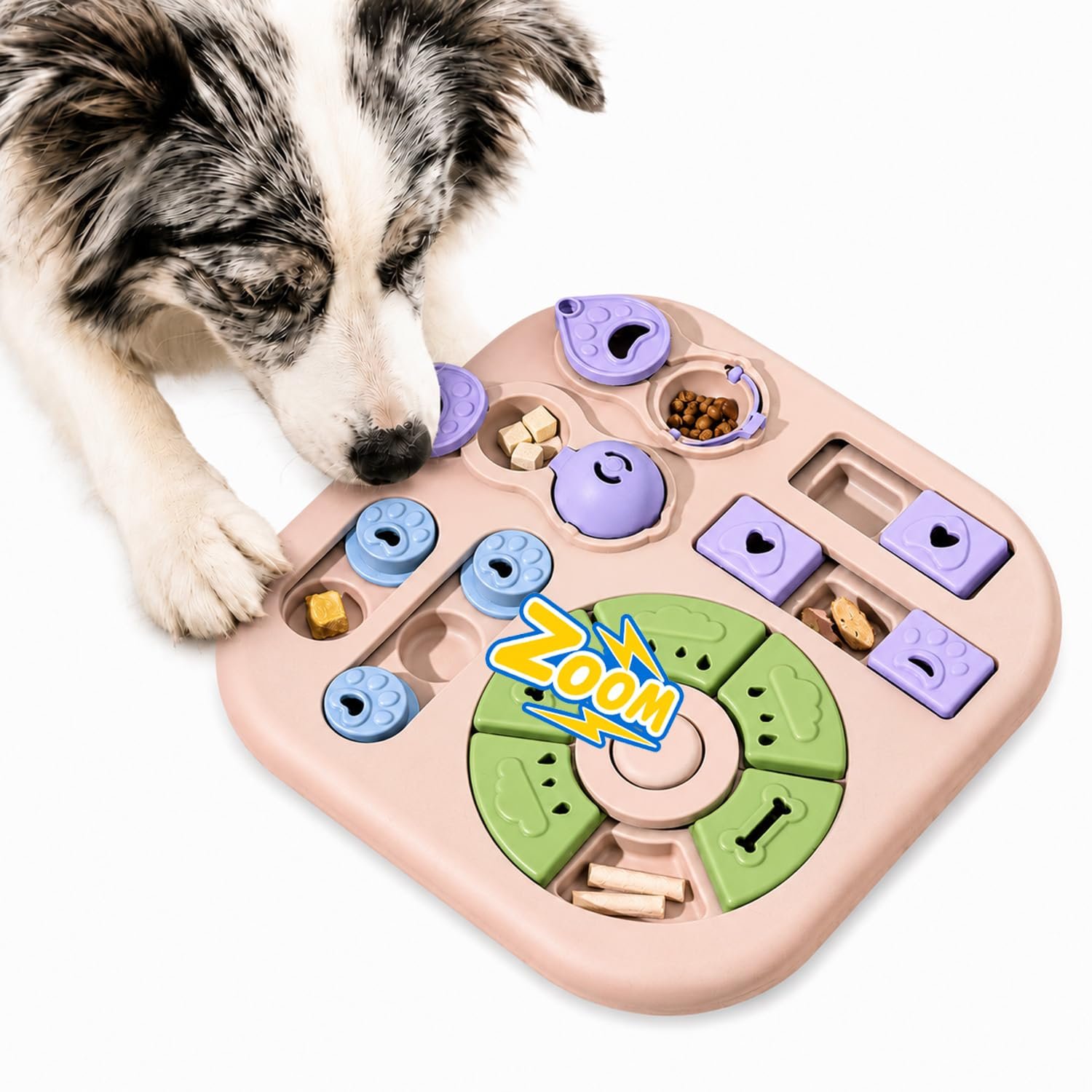 Cat Puzzle Feeder with Sliding Lids and Treat Compartments - Image 3