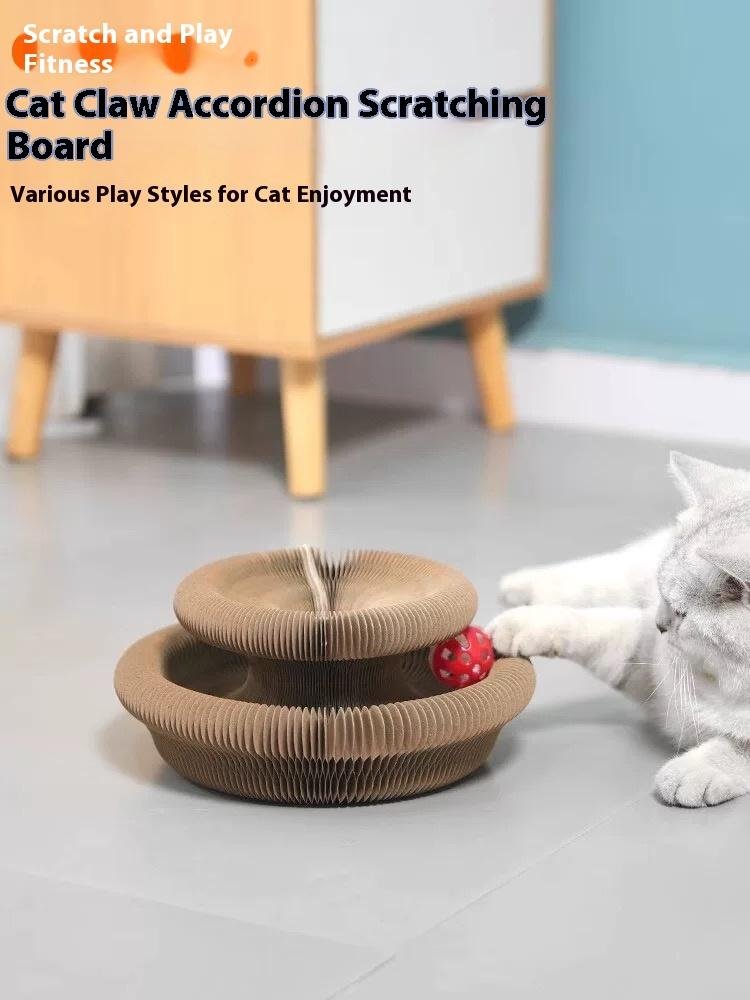 Folding Corrugated Cardboard Cat Scratcher with Paw Ends - Image 5