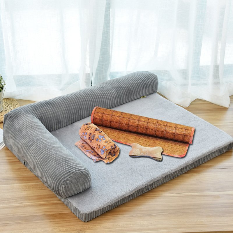 Corduroy Dog Sofa Bed with Non-Slip Base - Image 8