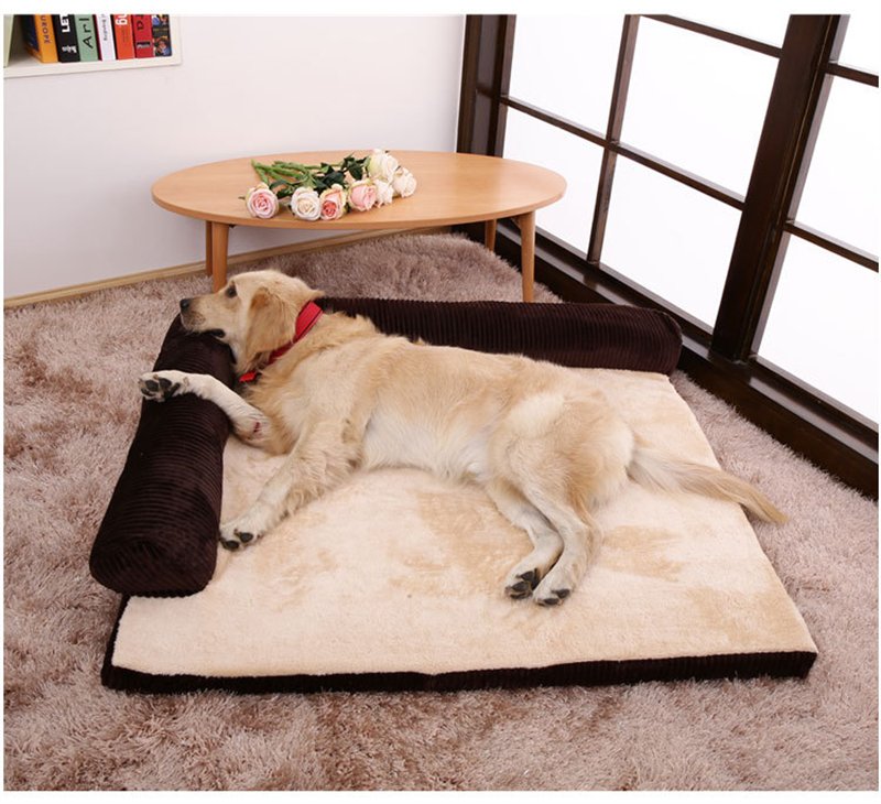 Corduroy Dog Sofa Bed with Non-Slip Base - Image 4