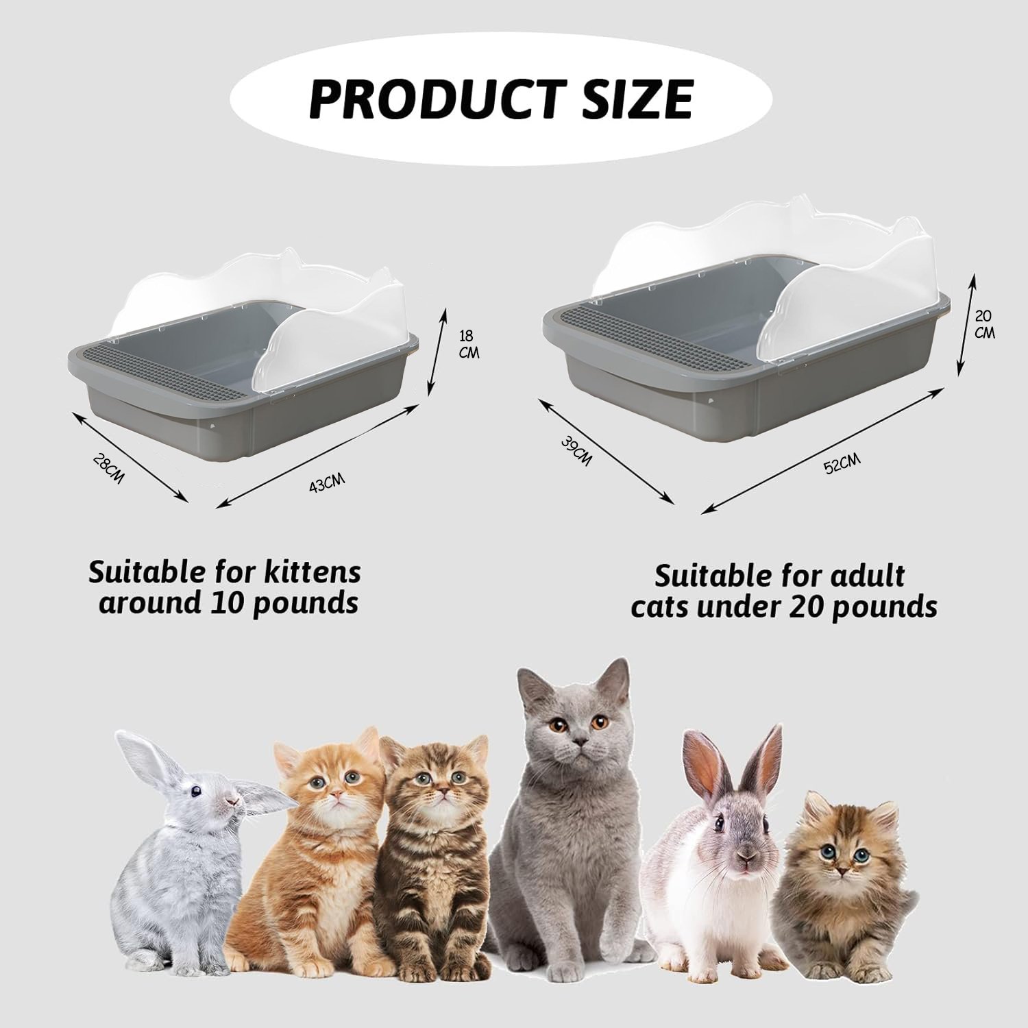 Open Cat Litter Box with Removable High Sides - Image 2