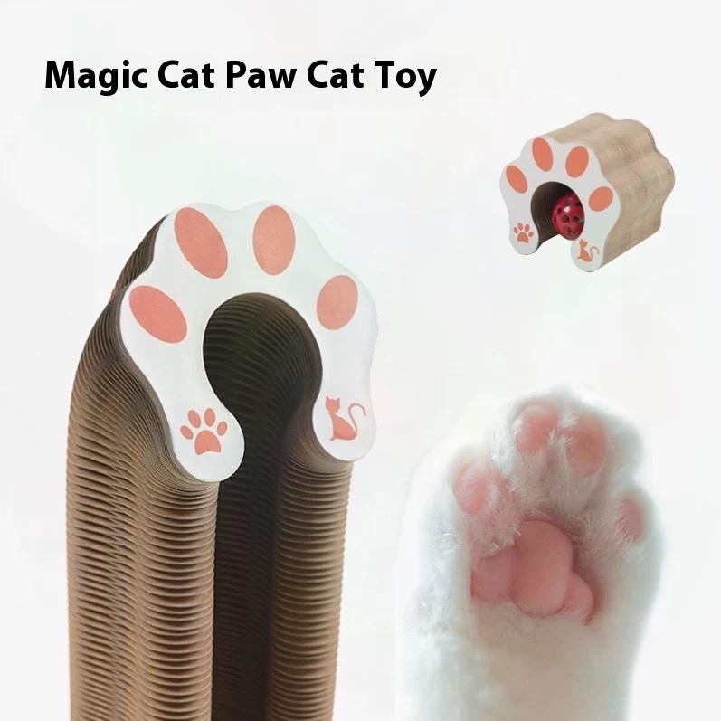 Folding Corrugated Cardboard Cat Scratcher with Paw Ends - Image 3