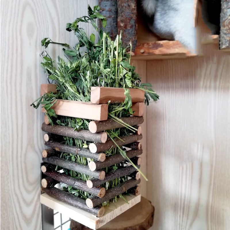 Apple Wood Hay Holder for Rabbits - Image 3