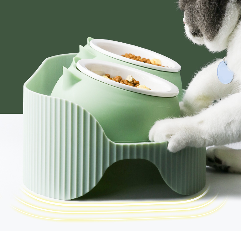 Ceramic Cat Bowl Set, Single or Double Layer