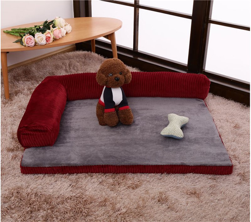 Corduroy Dog Sofa Bed with Non-Slip Base - Image 6
