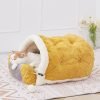 Arctic Fleece Cat Cave Bed with Pillow