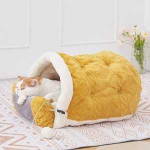 Arctic Fleece Cat Cave Bed with Pillow