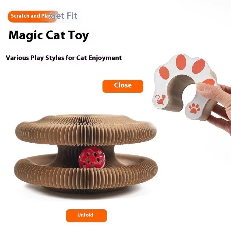 Folding Corrugated Cardboard Cat Scratcher with Paw Ends - Image 2