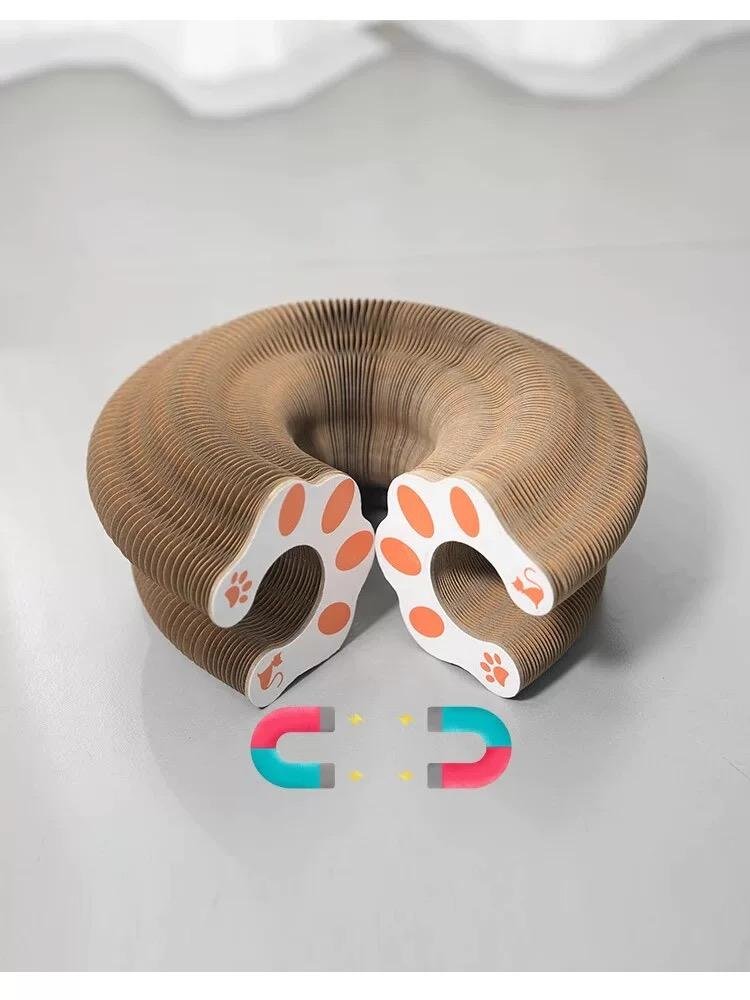Folding Corrugated Cardboard Cat Scratcher with Paw Ends
