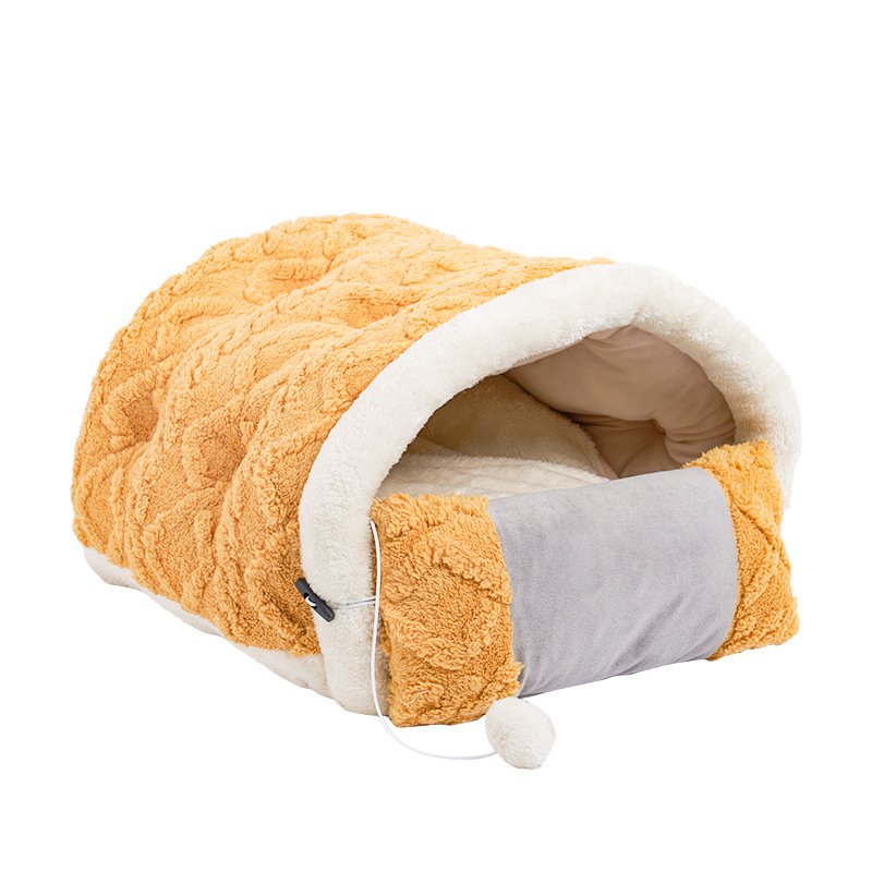 Arctic Fleece Cat Cave Bed with Pillow - Image 2