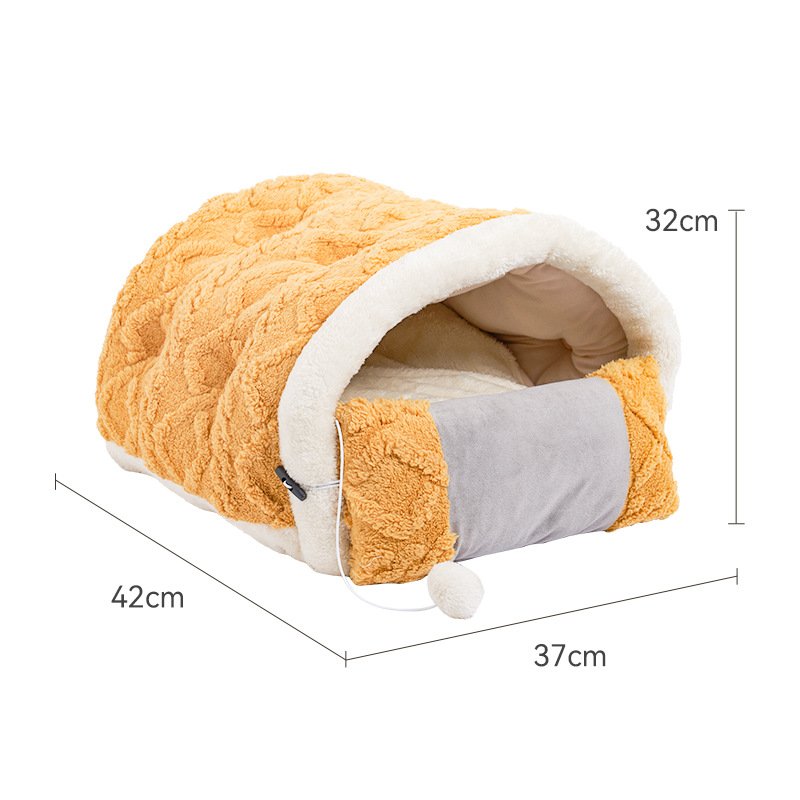 Arctic Fleece Cat Cave Bed with Pillow - Image 6