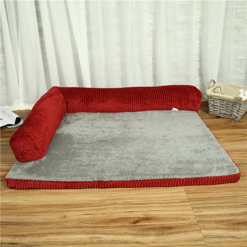 Corduroy Dog Sofa Bed with Non-Slip Base