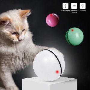 Rolling LED Cat Ball with Feathers and Catnip