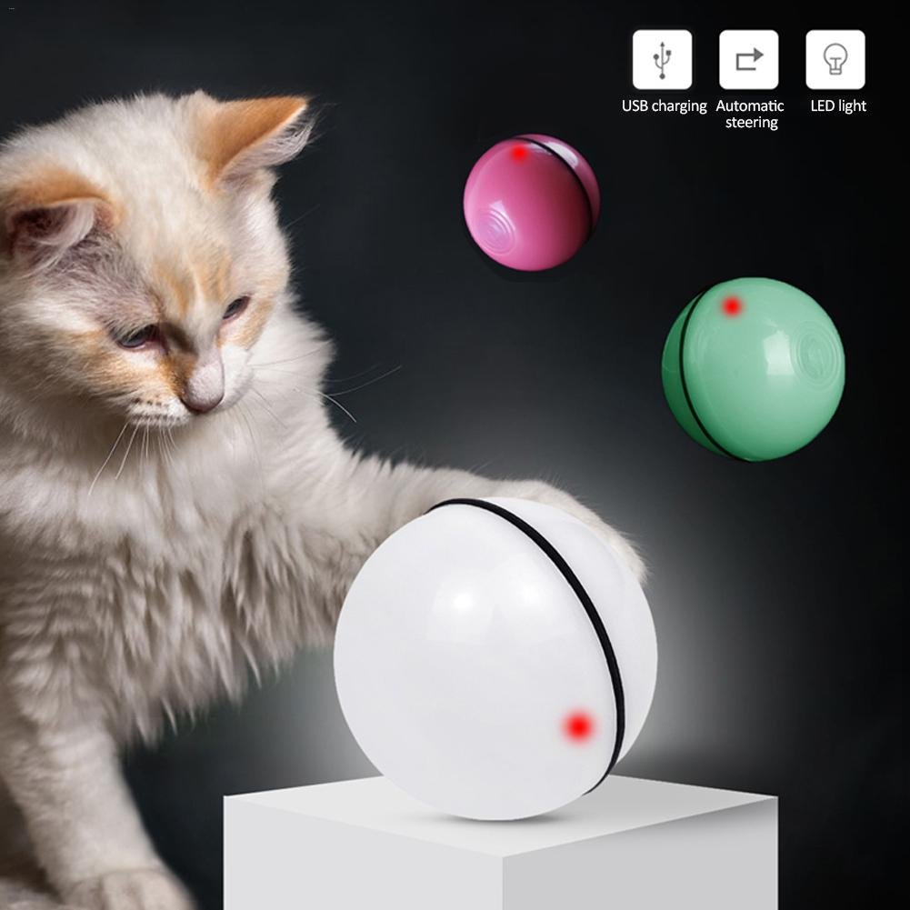 Rolling LED Cat Ball with Feathers and Catnip