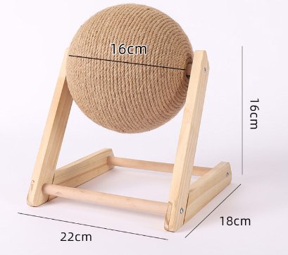 Wooden Cat Scratcher with Sisal Ball - Image 2